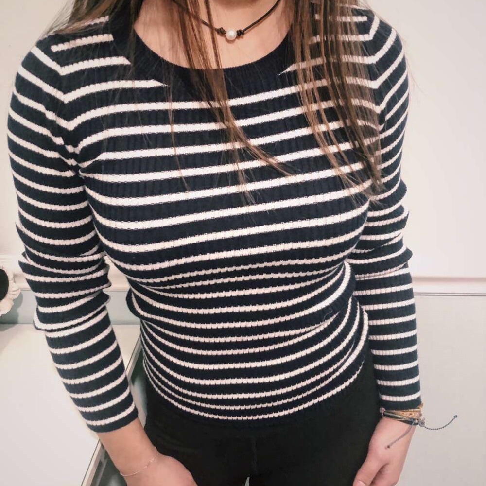 Striped Longsleeve Tight Sweater